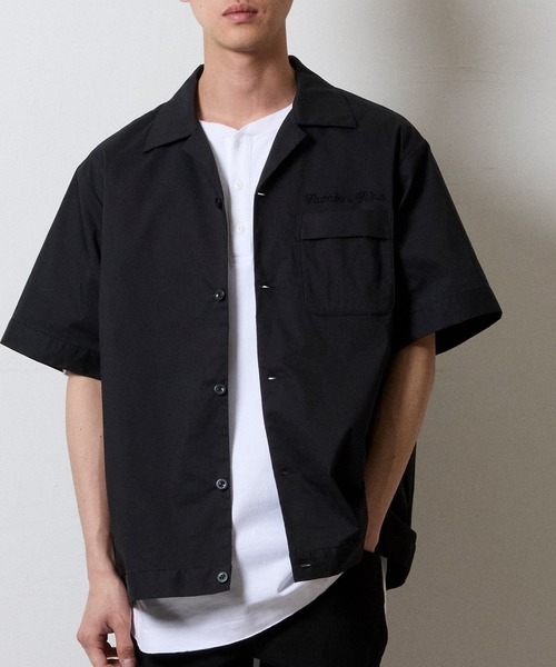 C/N CLOTH BOWLING S/S SHIRT / コットン ナイロン クロス バックロゴ