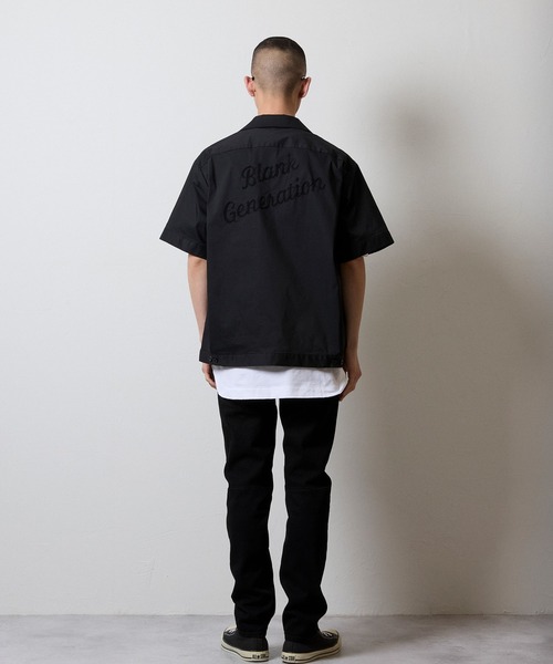 C/N CLOTH BOWLING S/S SHIRT / コットン ナイロン クロス バックロゴ