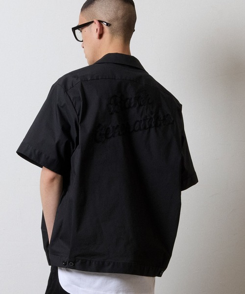 C/N CLOTH BOWLING S/S SHIRT / コットン ナイロン クロス バックロゴ