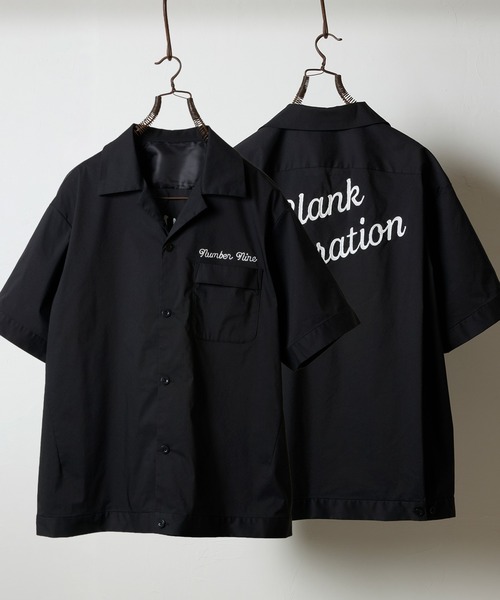 C/N CLOTH BOWLING S/S SHIRT / コットン ナイロン クロス バックロゴ
