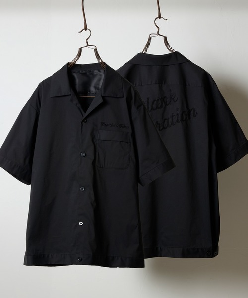 C/N CLOTH BOWLING S/S SHIRT / コットン ナイロン クロス バックロゴ