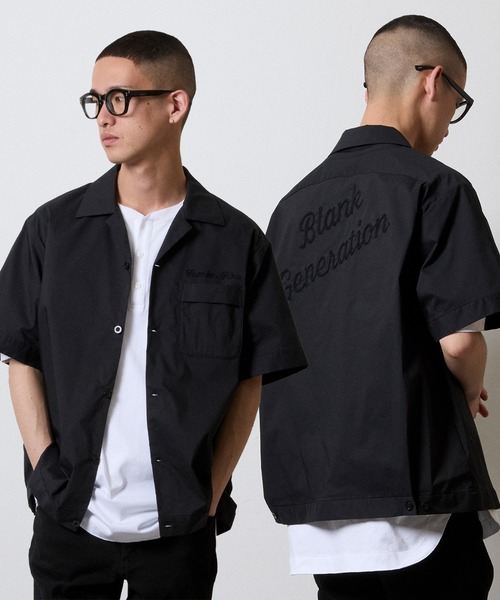 C/N CLOTH BOWLING S/S SHIRT / コットン ナイロン クロス バックロゴ
