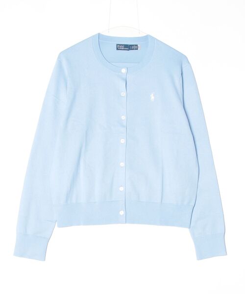 ポロラルフローレン POLO RALPH LAUREN カーディガン　水色 コットン クルーネック カーディガン（カーディガン/ボレロ）｜POLO