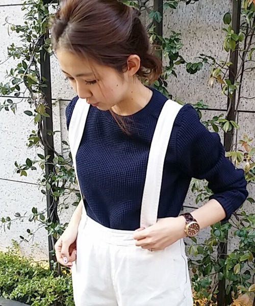 COLLAGE GALLARDAGALANTE（コラージュガリャルダガランテ）の「洗えるサスペンダー付ワイドパンツ（オールインワン）（サロペット/オーバーオール・レディース・ホワイト/サックスブルー・0/1）」の4枚目の写真