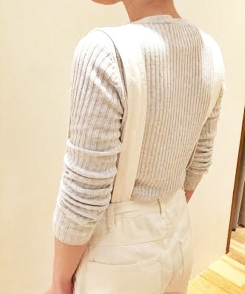 COLLAGE GALLARDAGALANTE（コラージュガリャルダガランテ）の「洗えるサスペンダー付ワイドパンツ（オールインワン）（サロペット/オーバーオール・レディース・ホワイト/サックスブルー・0/1）」の5枚目の写真