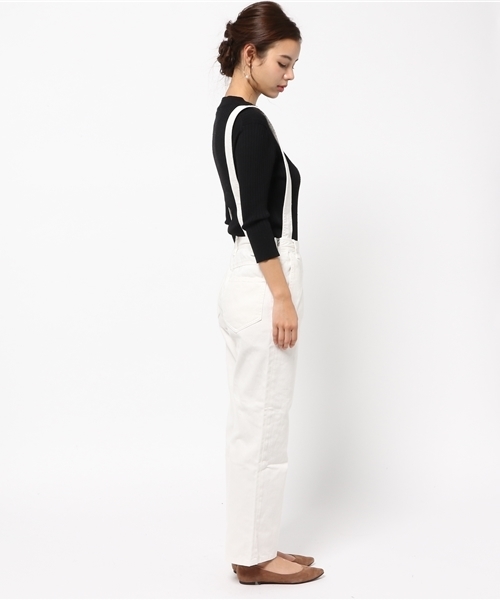 COLLAGE GALLARDAGALANTE（コラージュガリャルダガランテ）の「洗えるサスペンダー付ワイドパンツ（オールインワン）（サロペット/オーバーオール・レディース・ホワイト/サックスブルー・0/1）」の12枚目の写真