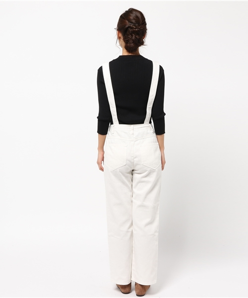 COLLAGE GALLARDAGALANTE（コラージュガリャルダガランテ）の「洗えるサスペンダー付ワイドパンツ（オールインワン）（サロペット/オーバーオール・レディース・ホワイト/サックスブルー・0/1）」の13枚目の写真