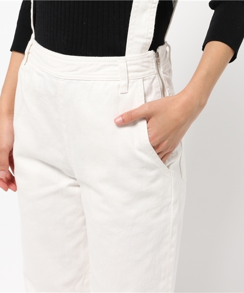 COLLAGE GALLARDAGALANTE（コラージュガリャルダガランテ）の「洗えるサスペンダー付ワイドパンツ（オールインワン）（サロペット/オーバーオール・レディース・ホワイト/サックスブルー・0/1）」の8枚目の写真