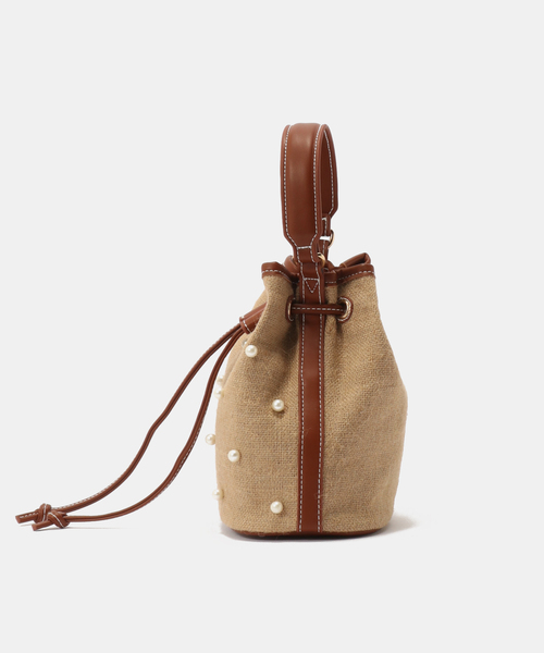 MIAN (ミアン)の「MIAN / ミアン パール付き巾着トートバッグ(トートバッグ・レディース・ブラック/ブラウン・FREE)」の3枚目の写真