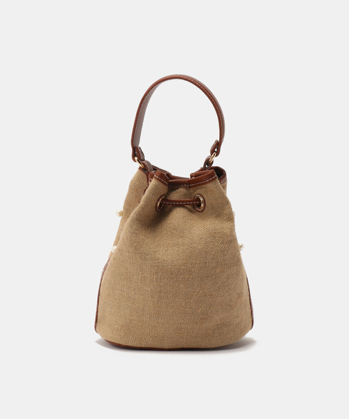 MIAN (ミアン)の「MIAN / ミアン パール付き巾着トートバッグ(トートバッグ・レディース・ブラック/ブラウン・FREE)」の4枚目の写真