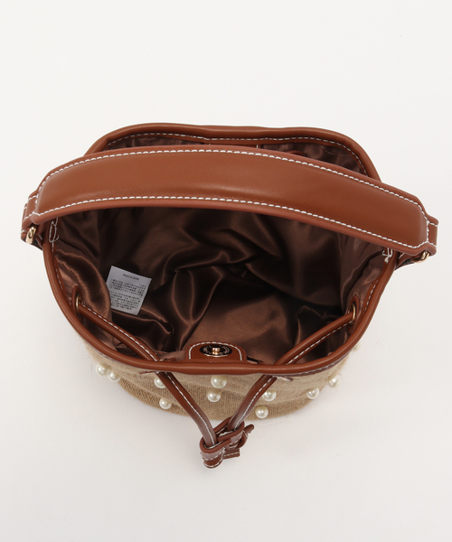 MIAN (ミアン)の「MIAN / ミアン パール付き巾着トートバッグ(トートバッグ・レディース・ブラック/ブラウン・FREE)」の6枚目の写真