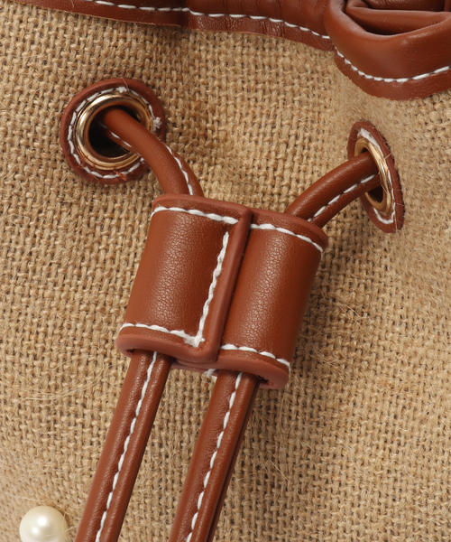 MIAN (ミアン)の「MIAN / ミアン パール付き巾着トートバッグ(トートバッグ・レディース・ブラック/ブラウン・FREE)」の9枚目の写真