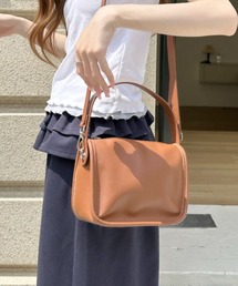 レザー調 横長 シンプル スクエア ミニ ショルダー バッグ