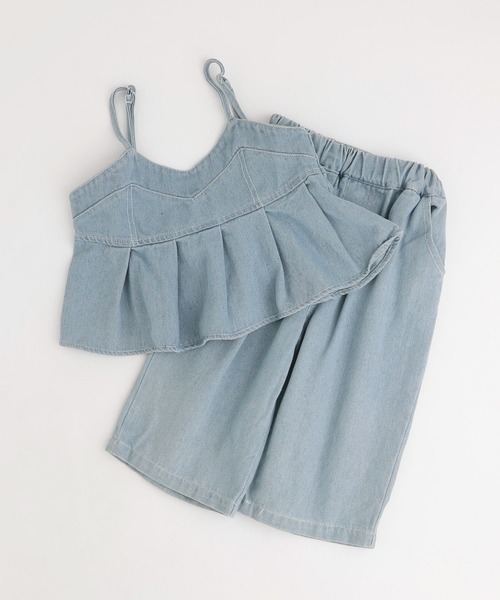 URBAN CHERRY(アーバンチェリー)の「【2点セット】デニムプリーツキャミビスチェ+ストレートパンツ(その他トップス・キッズ・ブルー・110cm/120cm/130cm)」の12枚目の写真