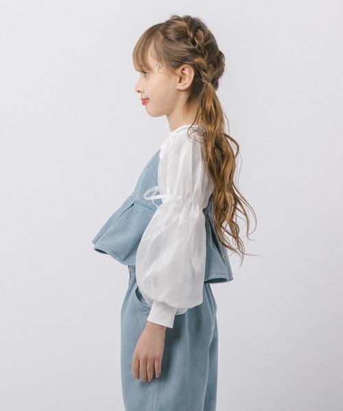 URBAN CHERRY(アーバンチェリー)の「【2点セット】デニムプリーツキャミビスチェ+ストレートパンツ(その他トップス・キッズ・ブルー・110cm/120cm/130cm)」の8枚目の写真