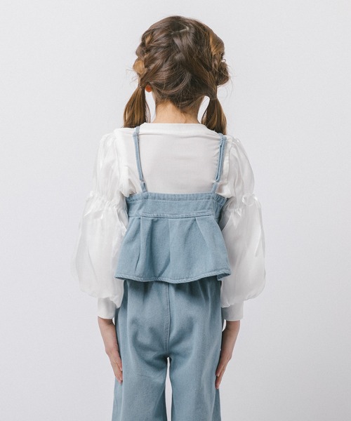 URBAN CHERRY(アーバンチェリー)の「【2点セット】デニムプリーツキャミビスチェ+ストレートパンツ(その他トップス・キッズ・ブルー・110cm/120cm/130cm)」の9枚目の写真