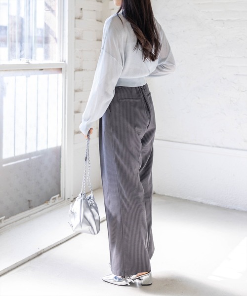 clear（クリア）の「リボンボタンVネックニットカーディガン[骨格ナチュラル ガーリー バレエコア]（カーディガン/ボレロ・レディース・チャコールグレー/オフホワイト/ピンク/グレー系その他・F）」の7枚目の写真