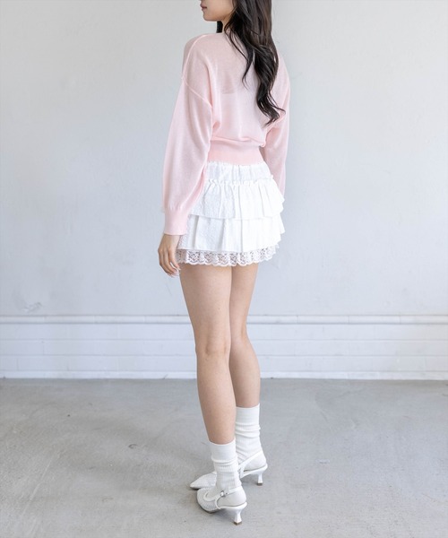 clear（クリア）の「リボンボタンVネックニットカーディガン[骨格ナチュラル ガーリー バレエコア]（カーディガン/ボレロ・レディース・チャコールグレー/オフホワイト/ピンク/グレー系その他・F）」の12枚目の写真