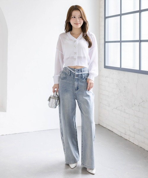 clear（クリア）の「リボンボタンVネックニットカーディガン[骨格ナチュラル ガーリー バレエコア]（カーディガン/ボレロ・レディース・チャコールグレー/オフホワイト/ピンク/グレー系その他・F）」の18枚目の写真