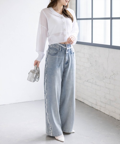 clear（クリア）の「リボンボタンVネックニットカーディガン[骨格ナチュラル ガーリー バレエコア]（カーディガン/ボレロ・レディース・チャコールグレー/オフホワイト/ピンク/グレー系その他・F）」の21枚目の写真