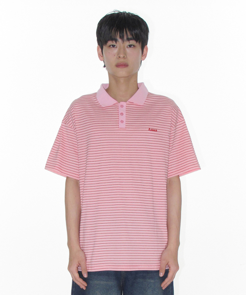 AMESWORLDWIDE(アメスワールドワイド)の「BASIC STRIPE COLLAR TEE PINK(Tシャツ/カットソー・レディース・その他・SMALL/MEDIUM/LARGE)」の5枚目の写真