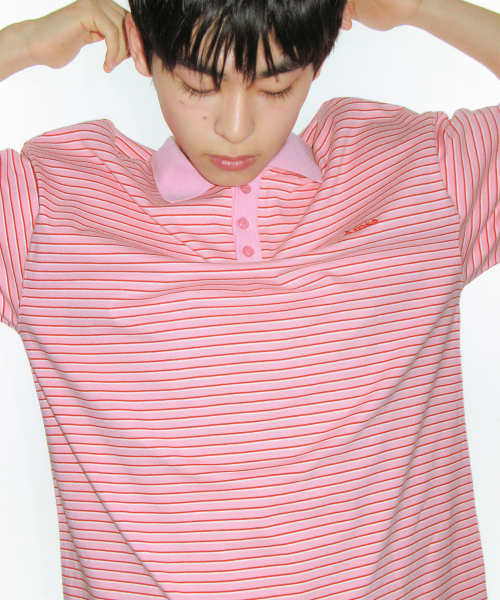 AMESWORLDWIDE(アメスワールドワイド)の「BASIC STRIPE COLLAR TEE PINK(Tシャツ/カットソー・レディース・その他・SMALL/MEDIUM/LARGE)」の17枚目の写真