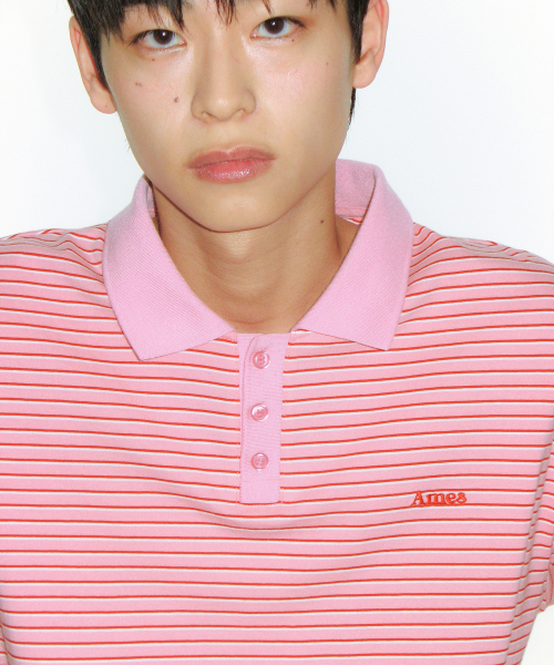 AMESWORLDWIDE(アメスワールドワイド)の「BASIC STRIPE COLLAR TEE PINK(Tシャツ/カットソー・レディース・その他・SMALL/MEDIUM/LARGE)」の15枚目の写真