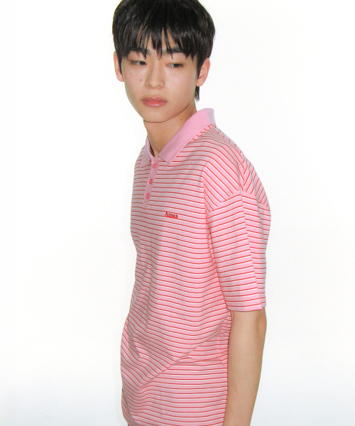 AMESWORLDWIDE(アメスワールドワイド)の「BASIC STRIPE COLLAR TEE PINK(Tシャツ/カットソー・レディース・その他・SMALL/MEDIUM/LARGE)」の14枚目の写真