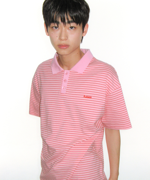 AMESWORLDWIDE(アメスワールドワイド)の「BASIC STRIPE COLLAR TEE PINK(Tシャツ/カットソー・レディース・その他・SMALL/MEDIUM/LARGE)」の13枚目の写真