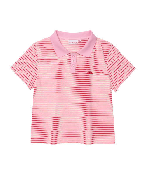AMESWORLDWIDE(アメスワールドワイド)の「BASIC STRIPE COLLAR TEE PINK(Tシャツ/カットソー・レディース・その他・SMALL/MEDIUM/LARGE)」の10枚目の写真