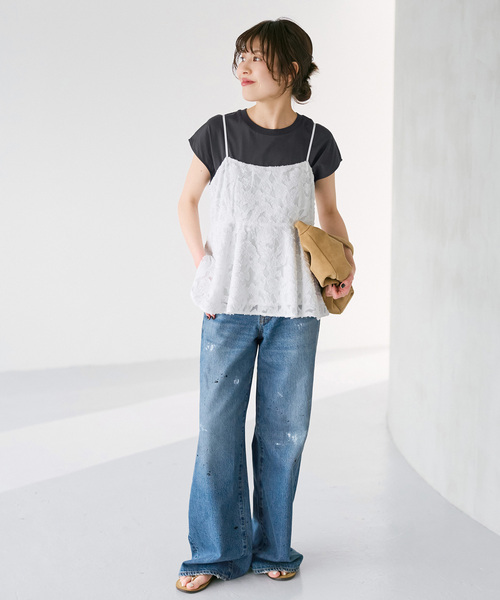 Spick & Span(スピックアンドスパン)の「《一部店舗+WEB限定》シアージャガードキャミソール(キャミソール・レディース・アイボリー/ブラック・FREE)」の4枚目の写真