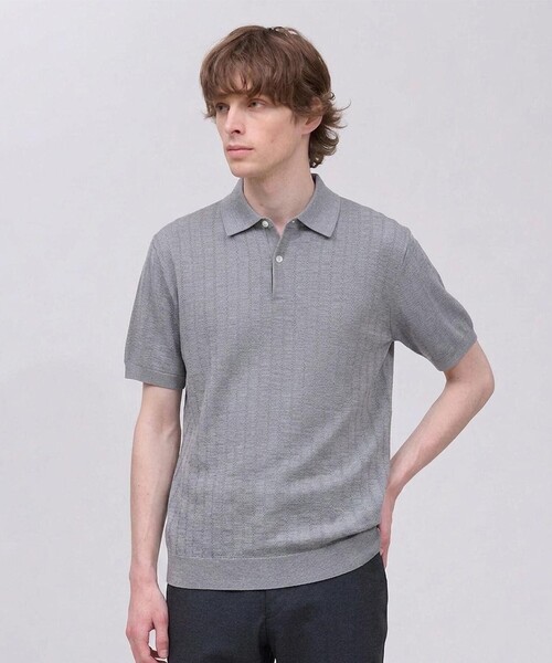 J.PRESS(ジェイプレス)の「【オンオフ対応】シルクコットン ニットポロシャツ(ポロシャツ・メンズ・ネイビー系/ライトグレー系・MEDIUM/LARGE/X-LARGE)」の2枚目の写真