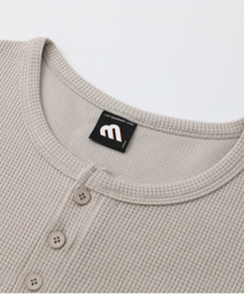 DOUBLE STEAL（ダブルスティール）の「DSワッフルヘンリーネックオーバーサイズ半袖Tシャツ（Tシャツ/カットソー・メンズ・ベージュ/ホワイト・X-LARGE/LARGE/MEDIUM）」の6枚目の写真