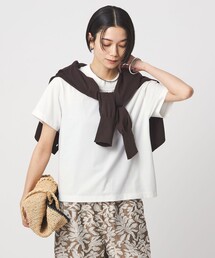 green label relaxing | <スタイリスト兵藤千尋さんコラボ>ワイドネック Tシャツ UVカット(Tシャツ/カットソー)