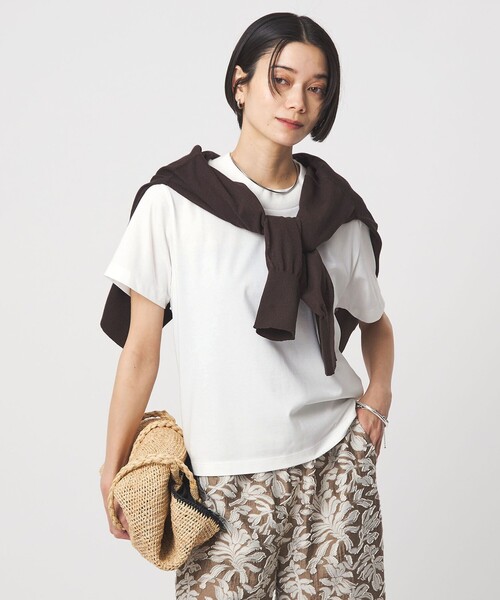 green label relaxing(グリーンレーベルリラクシング)の「<スタイリスト兵藤千尋さんコラボ>ワイドネック Tシャツ UVカット(Tシャツ/カットソー・レディース・ネイビー/ブラック/オフホワイト・FREE)」の13枚目の写真