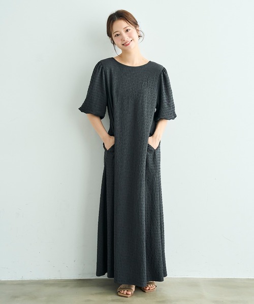 mil(ミル)の「【イージーケア】 前後2way バルーンスリーブ ワンピース / カット楊柳【587178】(ワンピース・レディース・ブラック/チャコールグレー/ブラウン・FREE/XS/S)」の15枚目の写真