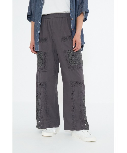 HEART MARKET(ハートマーケット)の「パッチワークワイドパンツ(その他パンツ・レディース・チャコール/ホワイト/レッド・FREE)」の2枚目の写真