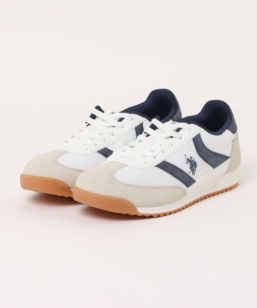 U.S. POLO ASSN.(ユーエスポロアッスン)の「【U.S. POLO ASSN./ユーエスポロアッスン】きれいめ大人カジュアル レトロスニーカー ローカット ワンポイントロゴ 韓国ファッション 春 夏(スニーカー・メンズ・ホワイト/ブラック・25.5cm/26.5cm/27cm/25cm/26cm)」の1枚目の写真