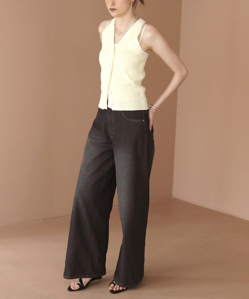 Mili affinity(ミリアフィニティー)の「【セットアップ】ライトオンスデニムワイドパンツ(デニムパンツ・レディース・ライトブルー/ブラック/ブルー・SMALL/MEDIUM)」の7枚目の写真