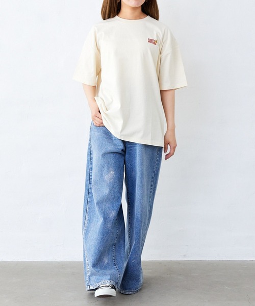 Fluffy BROTHERS(フラッフィーブラザーズ)の「ピザT刺繍シャツ(大人サイズ)(Tシャツ/カットソー・メンズ・アイボリー・L/M/XL)」の3枚目の写真