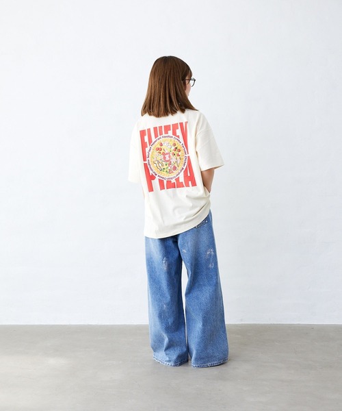 Fluffy BROTHERS(フラッフィーブラザーズ)の「ピザT刺繍シャツ(大人サイズ)(Tシャツ/カットソー・メンズ・アイボリー・L/M/XL)」の6枚目の写真