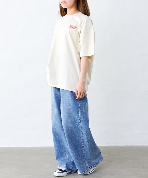 Fluffy BROTHERS(フラッフィーブラザーズ)の「ピザT刺繍シャツ(大人サイズ)(Tシャツ/カットソー・メンズ・アイボリー・L/M/XL)」の7枚目の写真