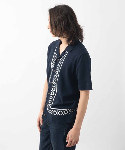 Ben Sherman（ベンシャーマン）の「フローラルボーダーリゾートシャツ（シャツ/ブラウス・メンズ・ダークネイビー/ネイビー・LARGE/MEDIUM/SMALL）」の4枚目の写真