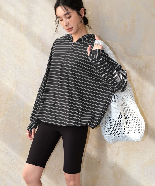 セール】水着 レディース 体型カバー ハーフジップ フーディ ラッシュ