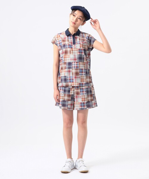 BEAMS GOLF(ビームスゴルフ)の「〈WOMEN〉ORANGE LABEL / マドラスチェック シャツ(ポロシャツ・レディース・レッド/グリーン・MEDIUM/LARGE/SMALL)」の3枚目の写真