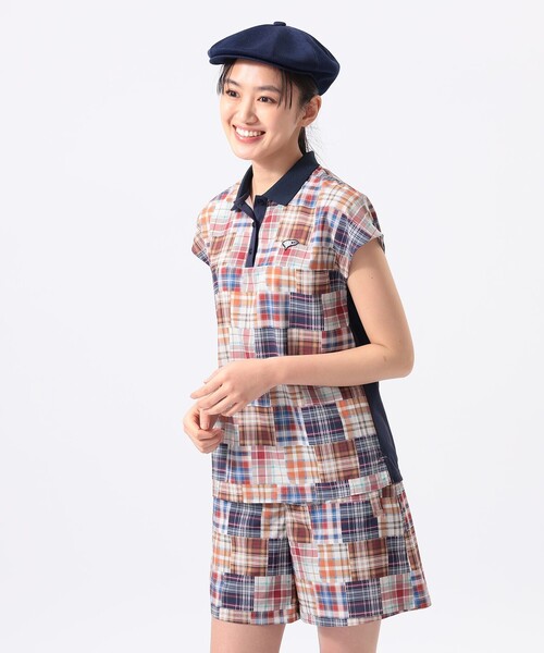 BEAMS GOLF(ビームスゴルフ)の「〈WOMEN〉ORANGE LABEL / マドラスチェック シャツ(ポロシャツ・レディース・レッド/グリーン・MEDIUM/LARGE/SMALL)」の4枚目の写真