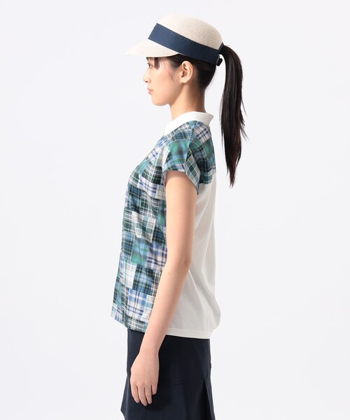 BEAMS GOLF(ビームスゴルフ)の「〈WOMEN〉ORANGE LABEL / マドラスチェック シャツ(ポロシャツ・レディース・レッド/グリーン・MEDIUM/LARGE/SMALL)」の7枚目の写真