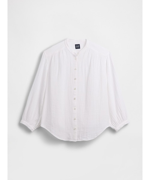 GAP(ギャップ)の「コットンガーゼ オーバーサイズ ノーカラーシャツ(シャツ/ブラウス・レディース・ホワイト/ブラウン/ブラック/レッド/グリーン/イエロー・L/M/S/XS/XXS)」の12枚目の写真