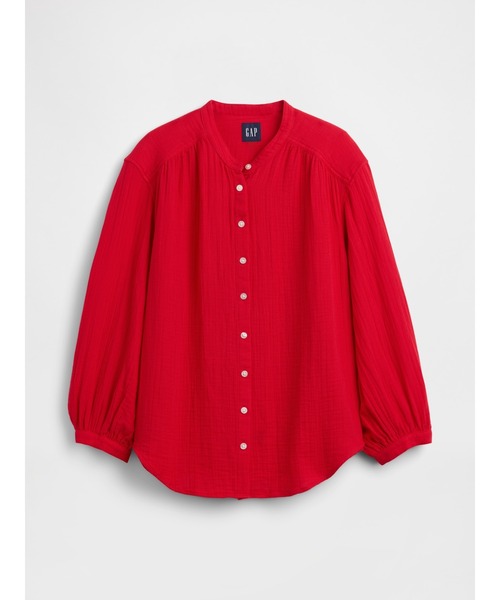 GAP(ギャップ)の「コットンガーゼ オーバーサイズ ノーカラーシャツ(シャツ/ブラウス・レディース・ホワイト/ブラウン/ブラック/レッド/グリーン/イエロー・L/M/S/XS/XXS)」の13枚目の写真