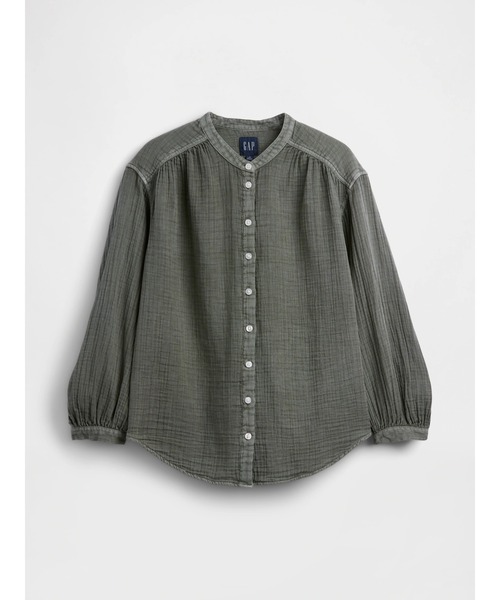 GAP(ギャップ)の「コットンガーゼ オーバーサイズ ノーカラーシャツ(シャツ/ブラウス・レディース・ホワイト/ブラウン/ブラック/レッド/グリーン/イエロー・L/M/S/XS/XXS)」の14枚目の写真